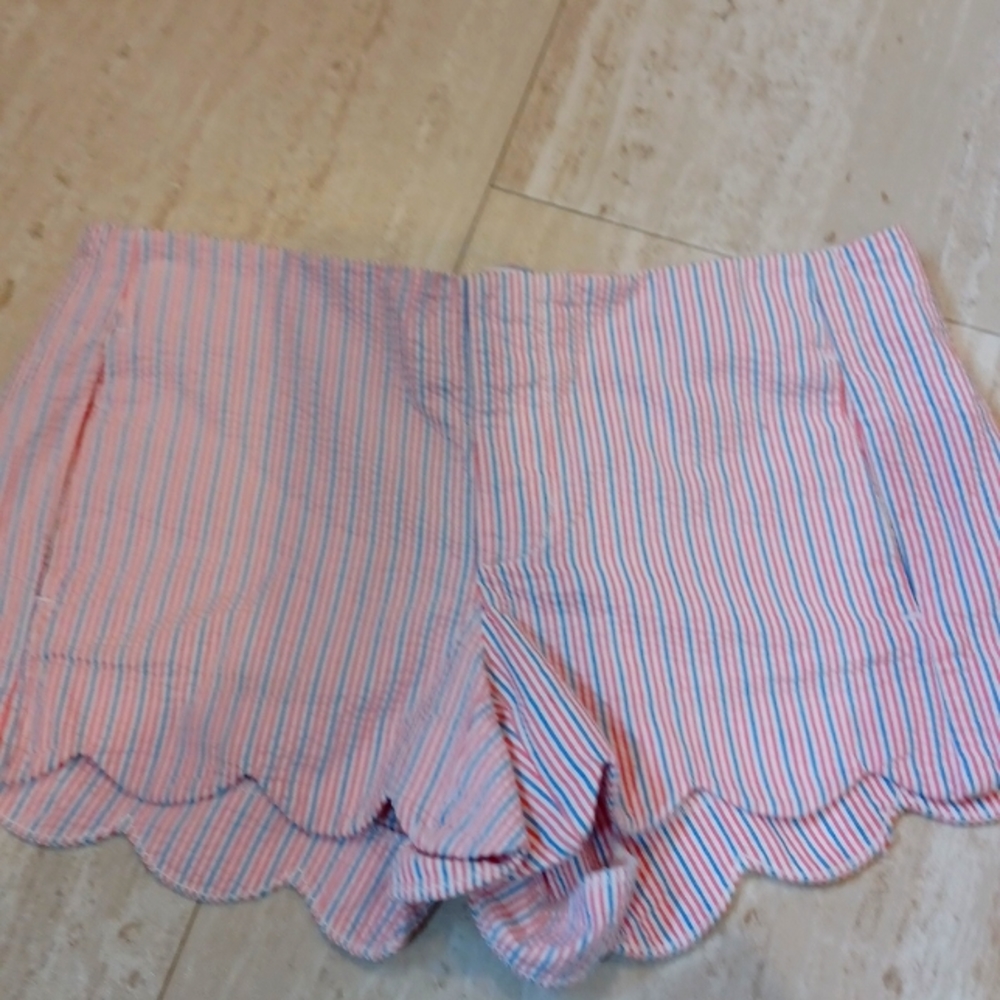 Lilly Pulitzer Striped Seersucker Scalloped Shorts